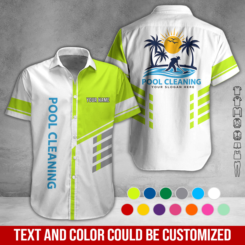 Personalized Name Pool Cleaning Service Company All Over Printed Clothes GL454