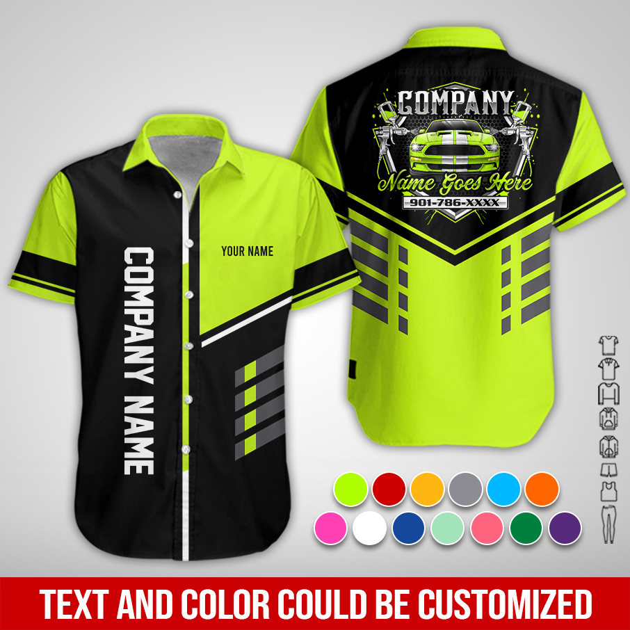 Personalized Name Work Shirt, Auto Painting Company All Over Printed PC741