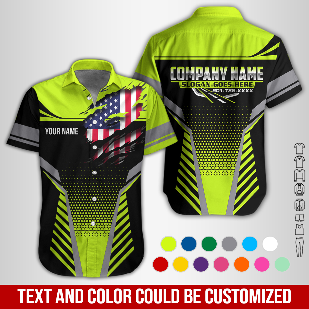 Personalized American Flag Shirt, Custom Uniform Company All Over Print GL480