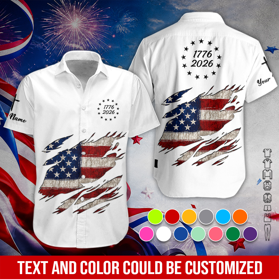Personalized Name USA 250th Anniversary  USA Flag All Over Printed Clithes PC817