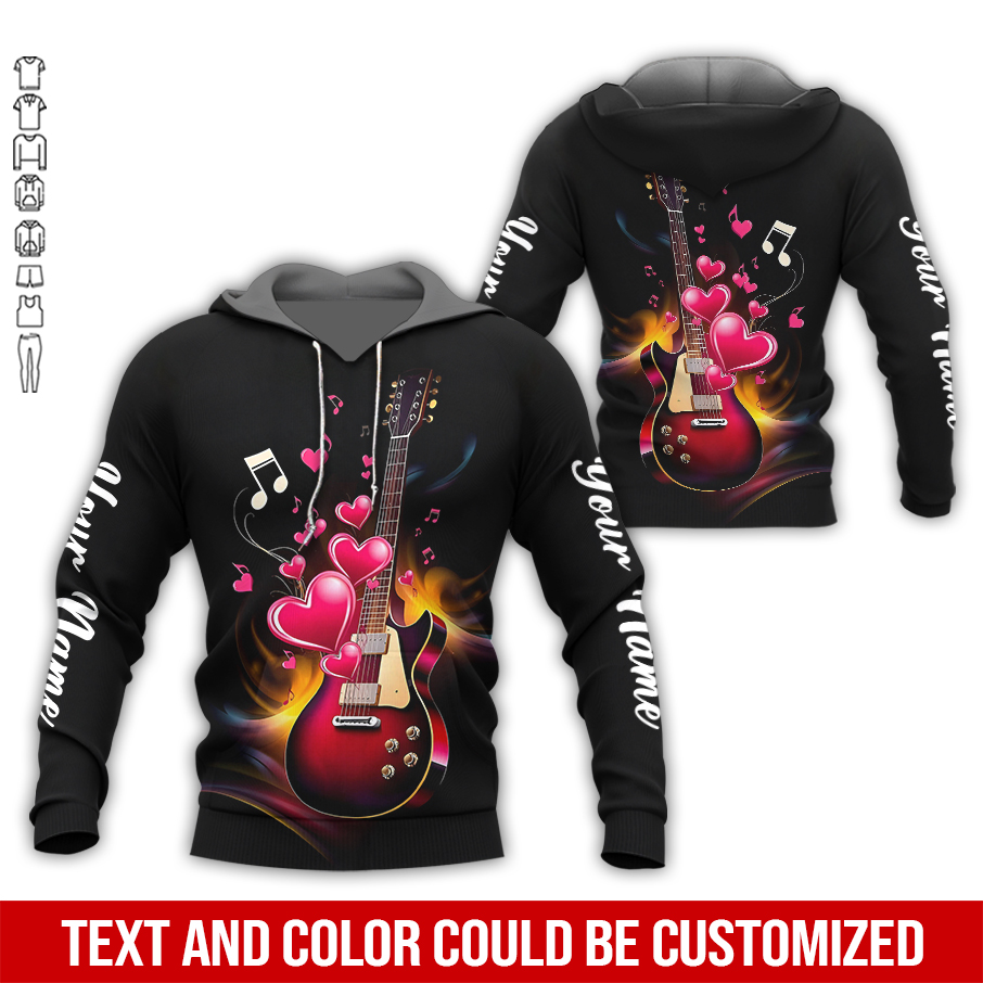 Personalized Name Love Guitar All Over Printed Clothes PC819