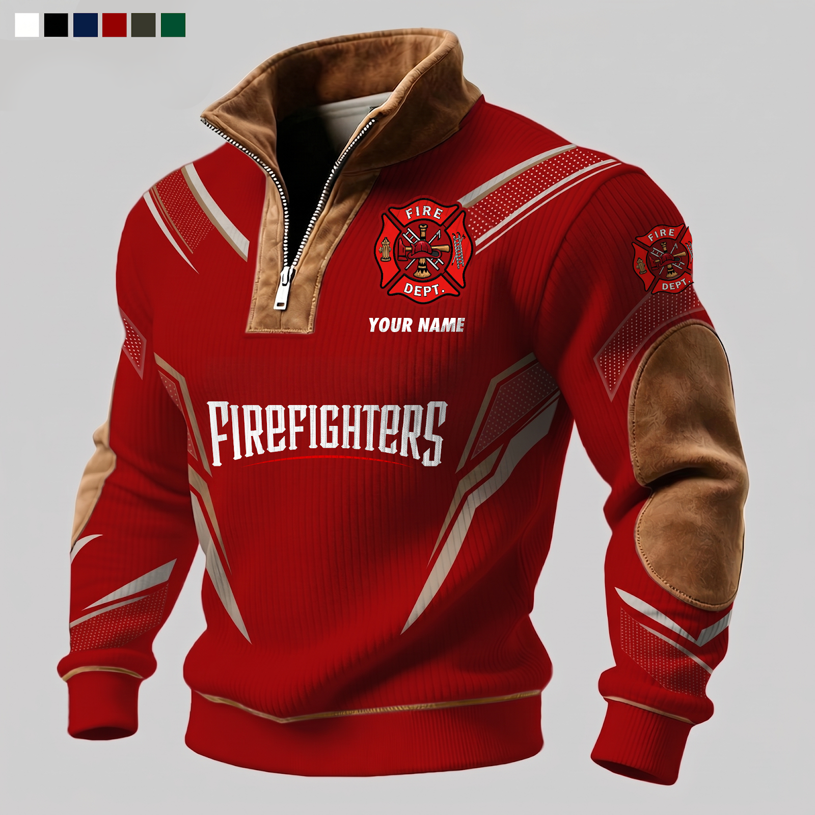 Personalized Name USA 250th Aniversary Firefighter Quarter-Zip Pullover GL590