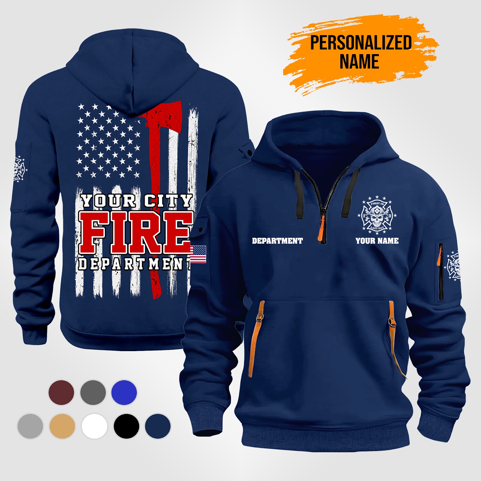 Personalized Name Love Firefighter 2D Quarter Zip Hoodie PC882