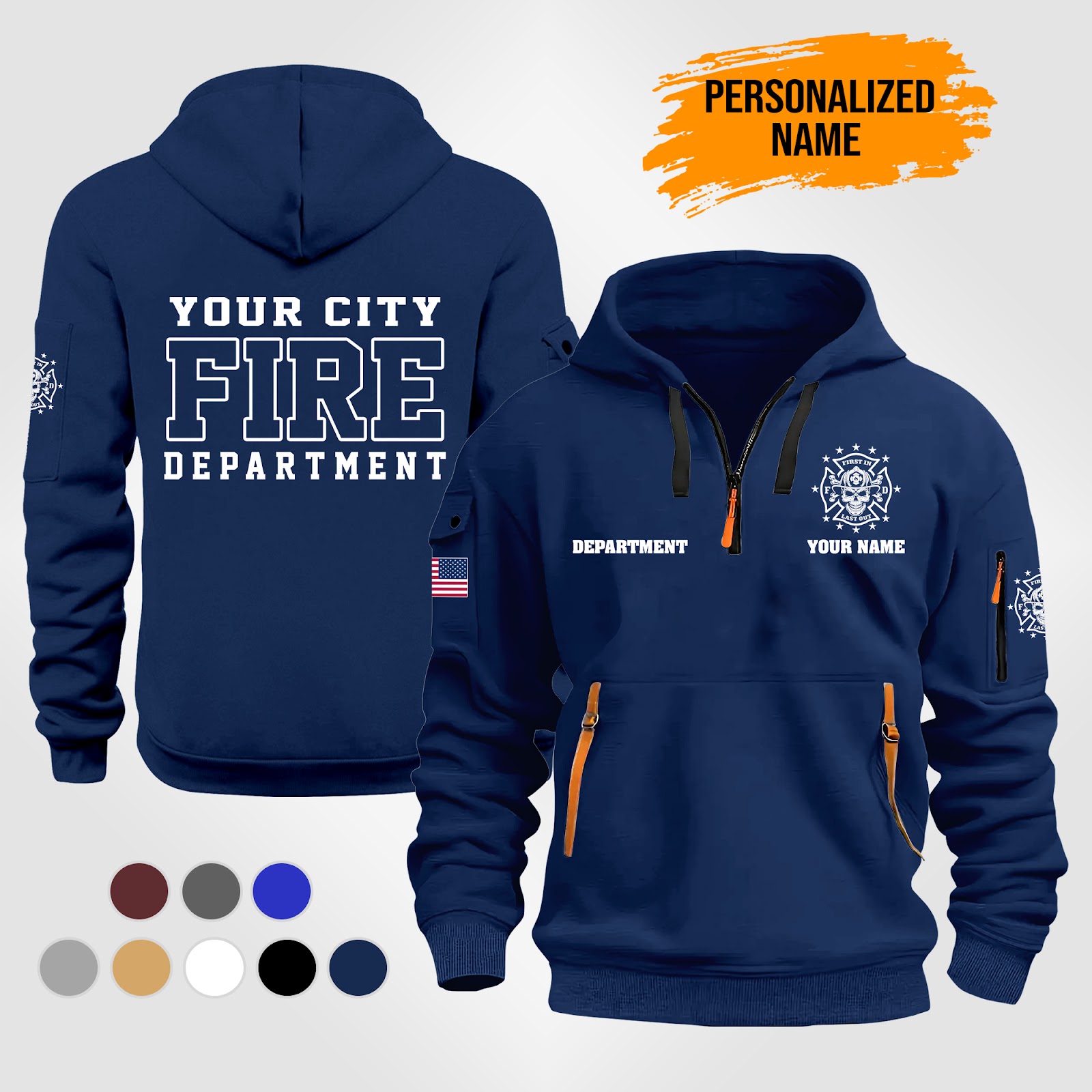 Personalized Name Love Firefighter 2D Quarter Zip Hoodie PC883