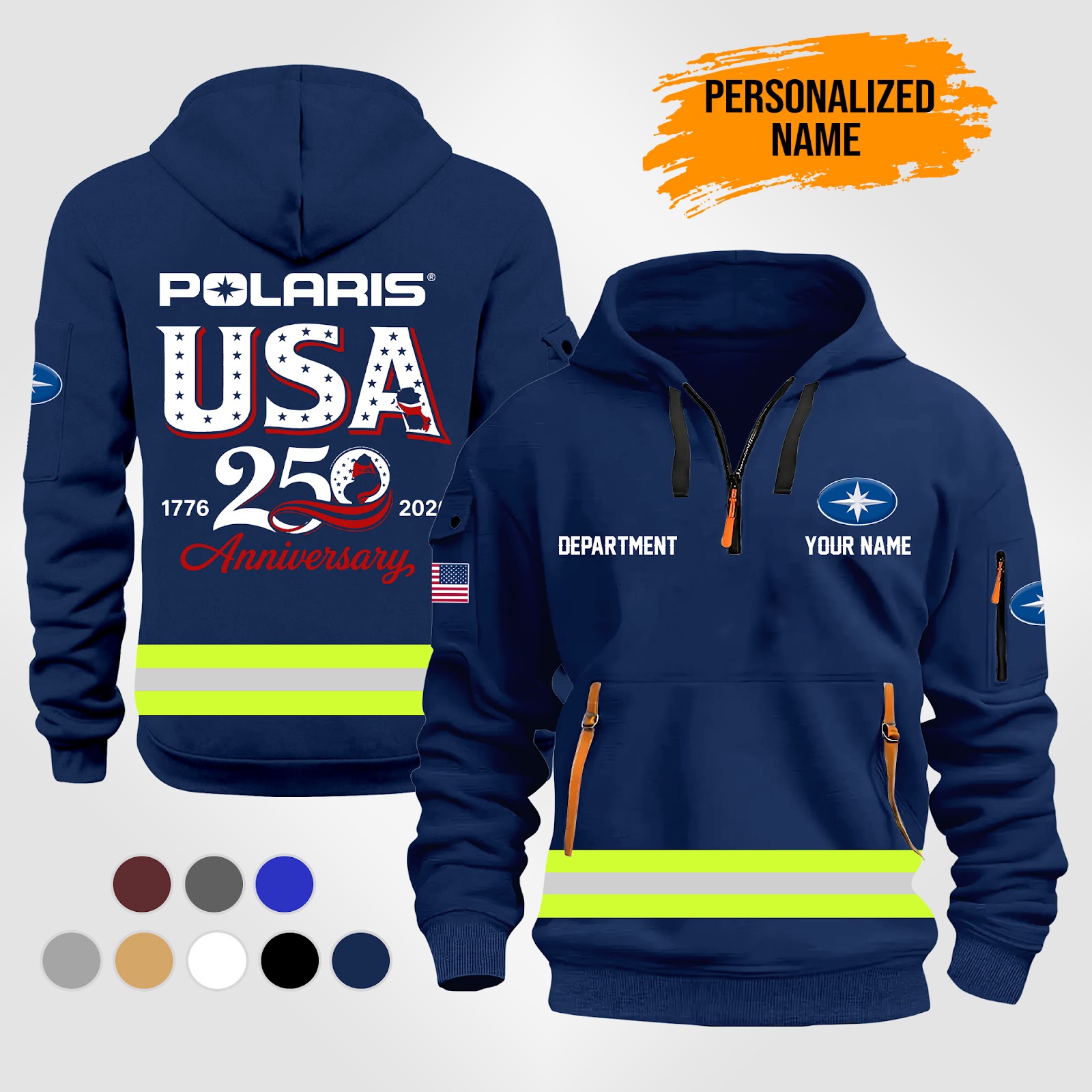 Personalized Name Personalized Name USA 250th Anniversary Po Off Road - Snowmobile 3D Quarter Zip Hoodie PC893