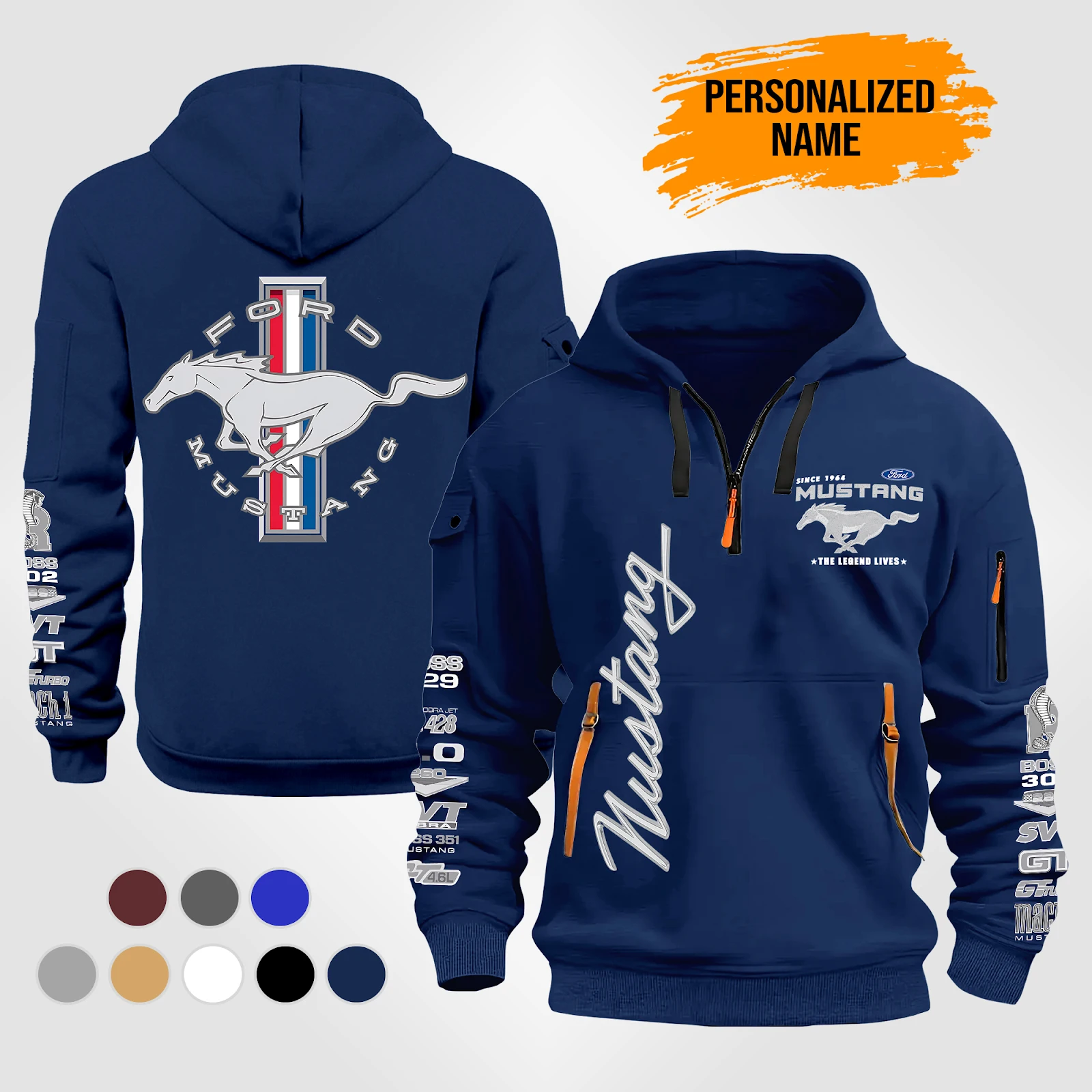 Personalized Name Love Muscle Car FM 2D Quarter Zip Hoodie PC910