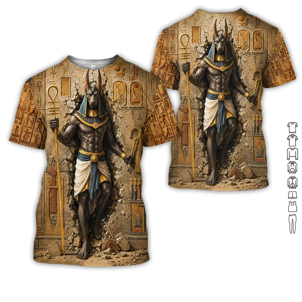 The God Anubis Emerges From The Wall 3D All Over Printed GL635