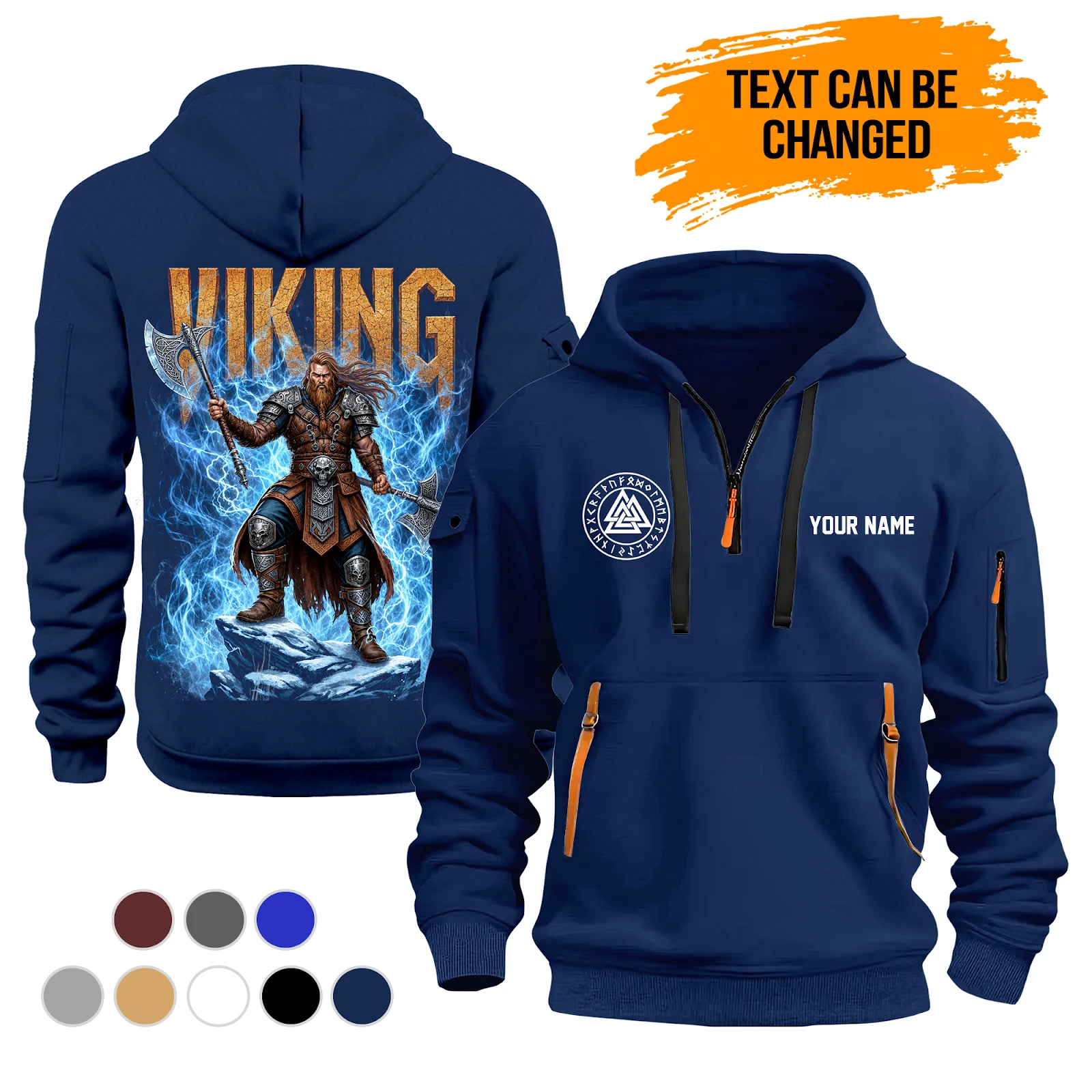Personalized Name Viking Warrior Quarter Zip Hoodie DA513