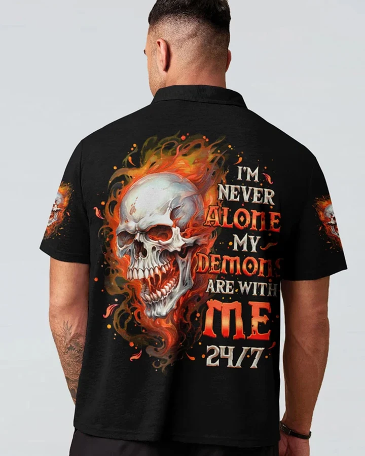 I'M NEVER ALONE SKULL FIRE BLACK ALL OVER PRINT ZM996
