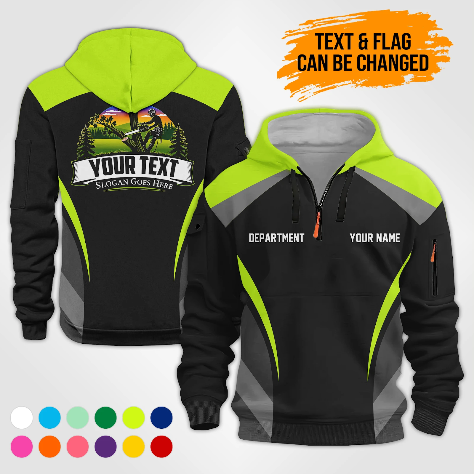 Personalized Name Tree Service 3D Quarter Zip Hoodie DA536