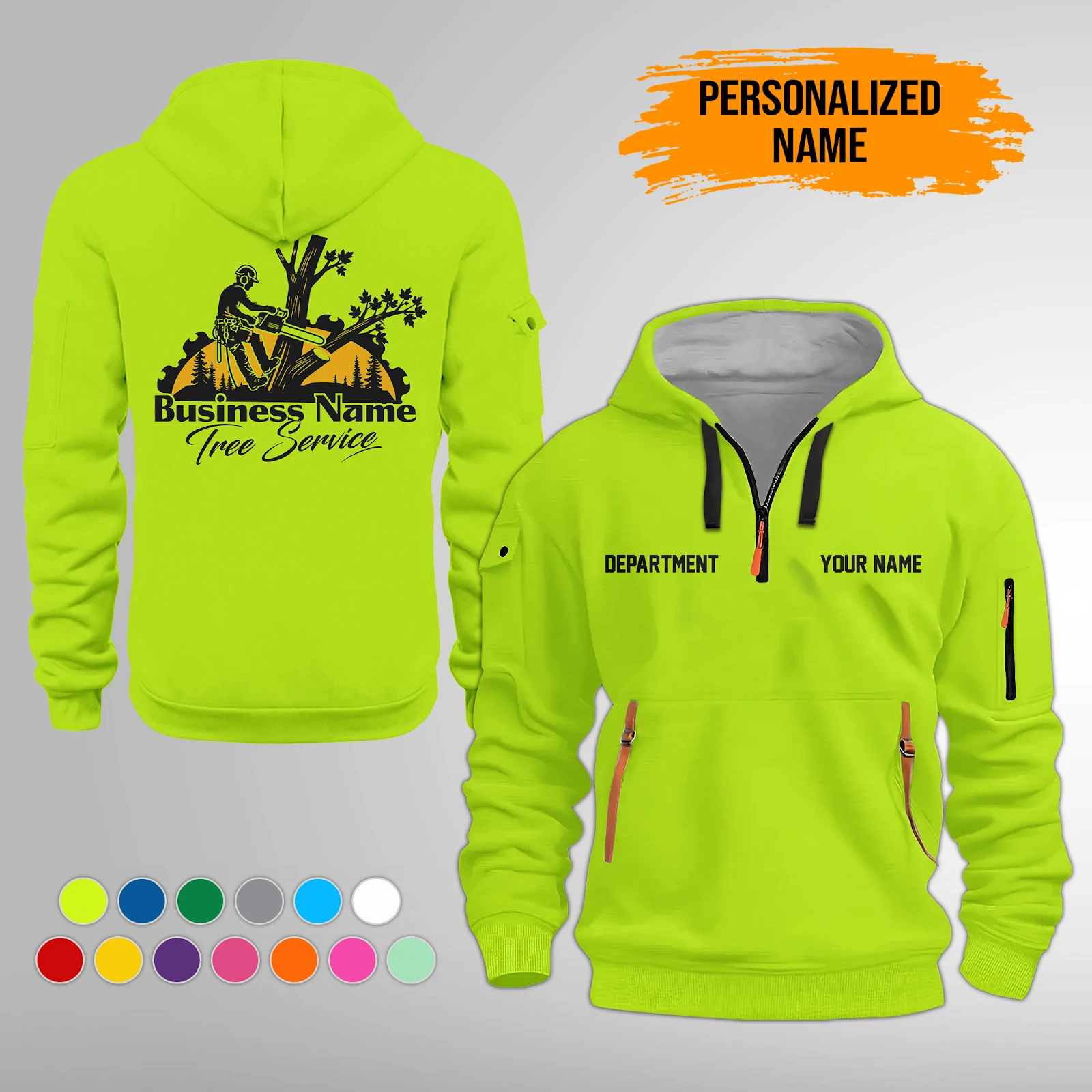 Personalized Name Arborist Tree Services Quarter Zip Hoodie PM11