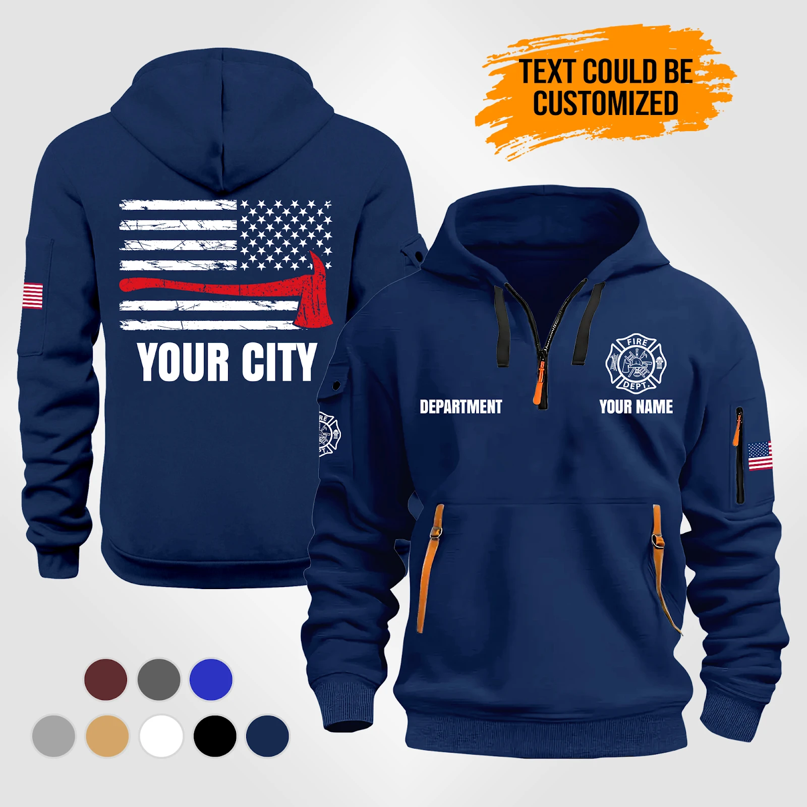 Personalized Name Love Firefighter 2D Quarter Zip Hoodie PL19