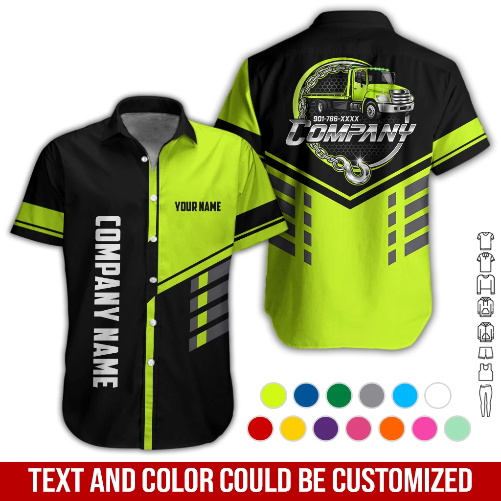 Personalized Name Flatbed Tow Truck Services All Over Printed Clothes GL734