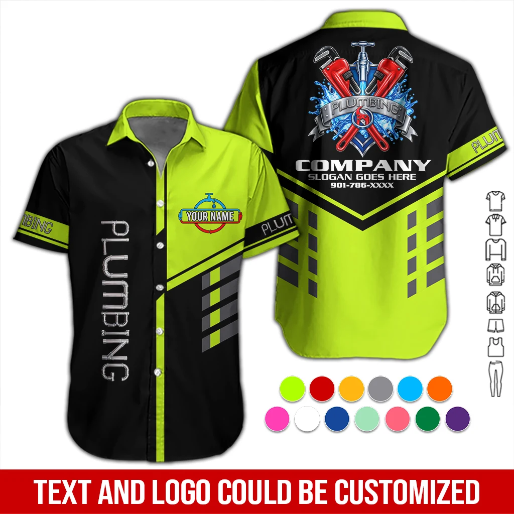 Custom Plumbing Work Shirt – Personalized Name, Logo & Hi-Vis Colors DA597