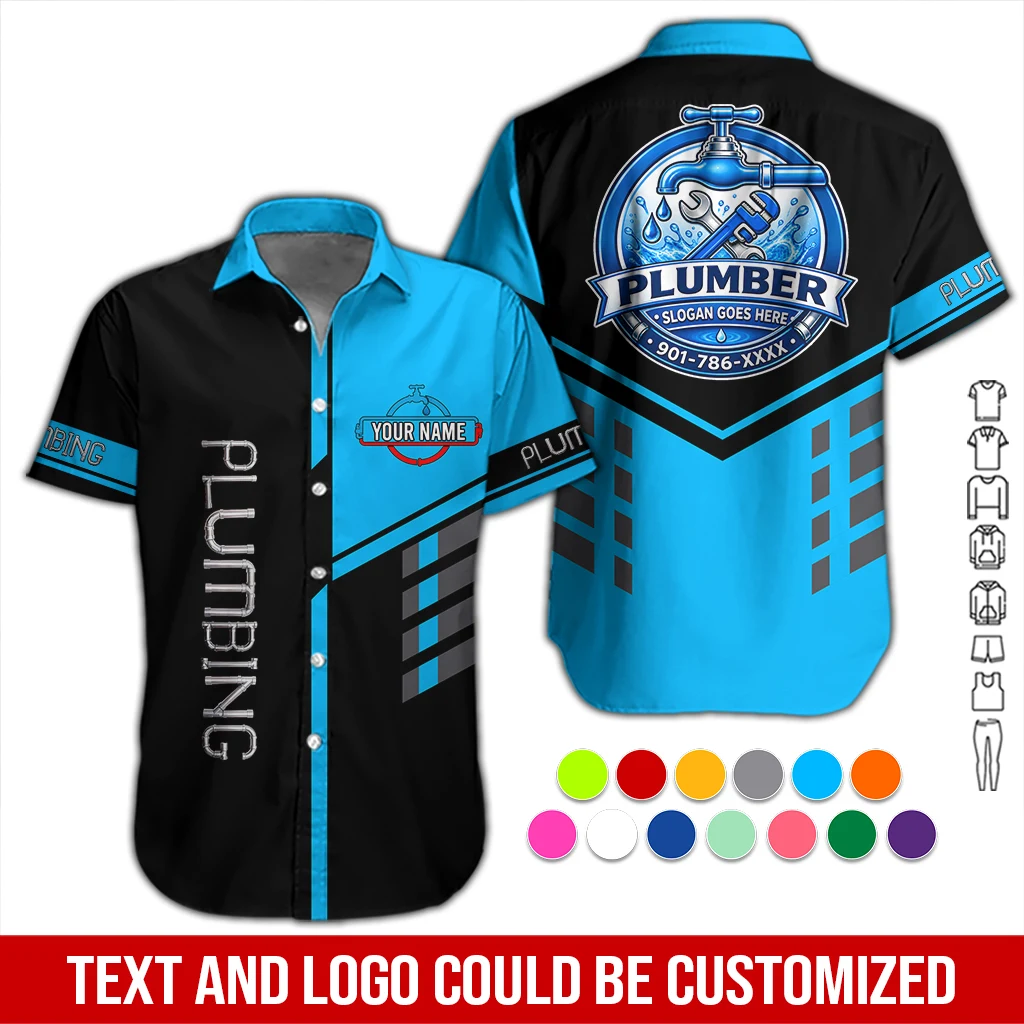 Custom Plumbing Work Shirt – Personalized Name, Logo & Hi-Vis Colors DA598