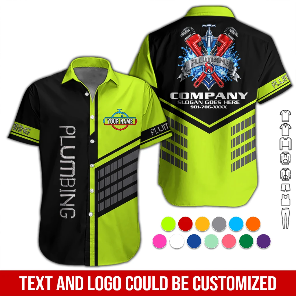 Custom Plumbing Work Shirt – Personalized Name, Logo & Hi-Vis Colors DA599