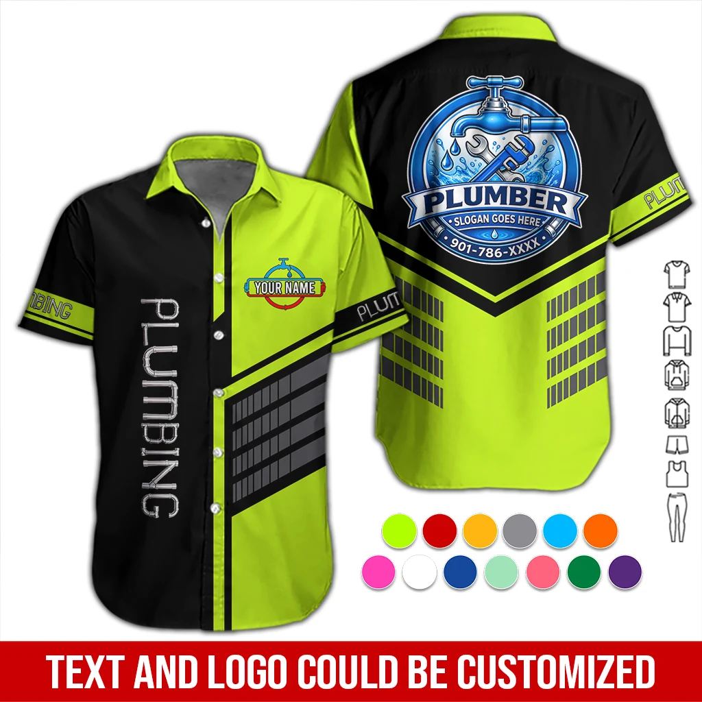Custom Plumbing Work Shirt – Personalized Name, Logo & Hi-Vis Colors DA600