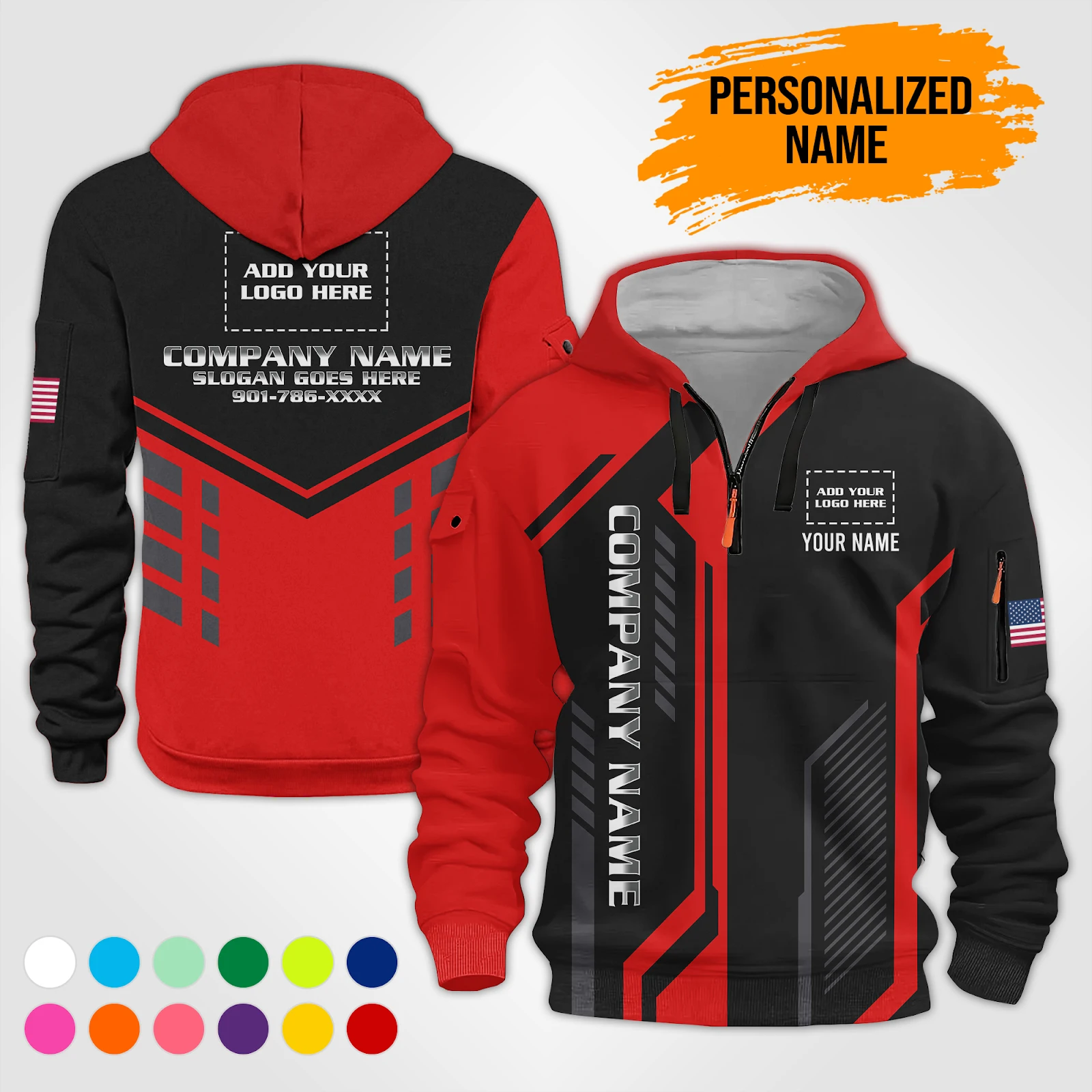 Personalized Work Shirt for Mechanics, Electricians & HVAC Quarter Zip Hoodie Quarter Zip  DA656