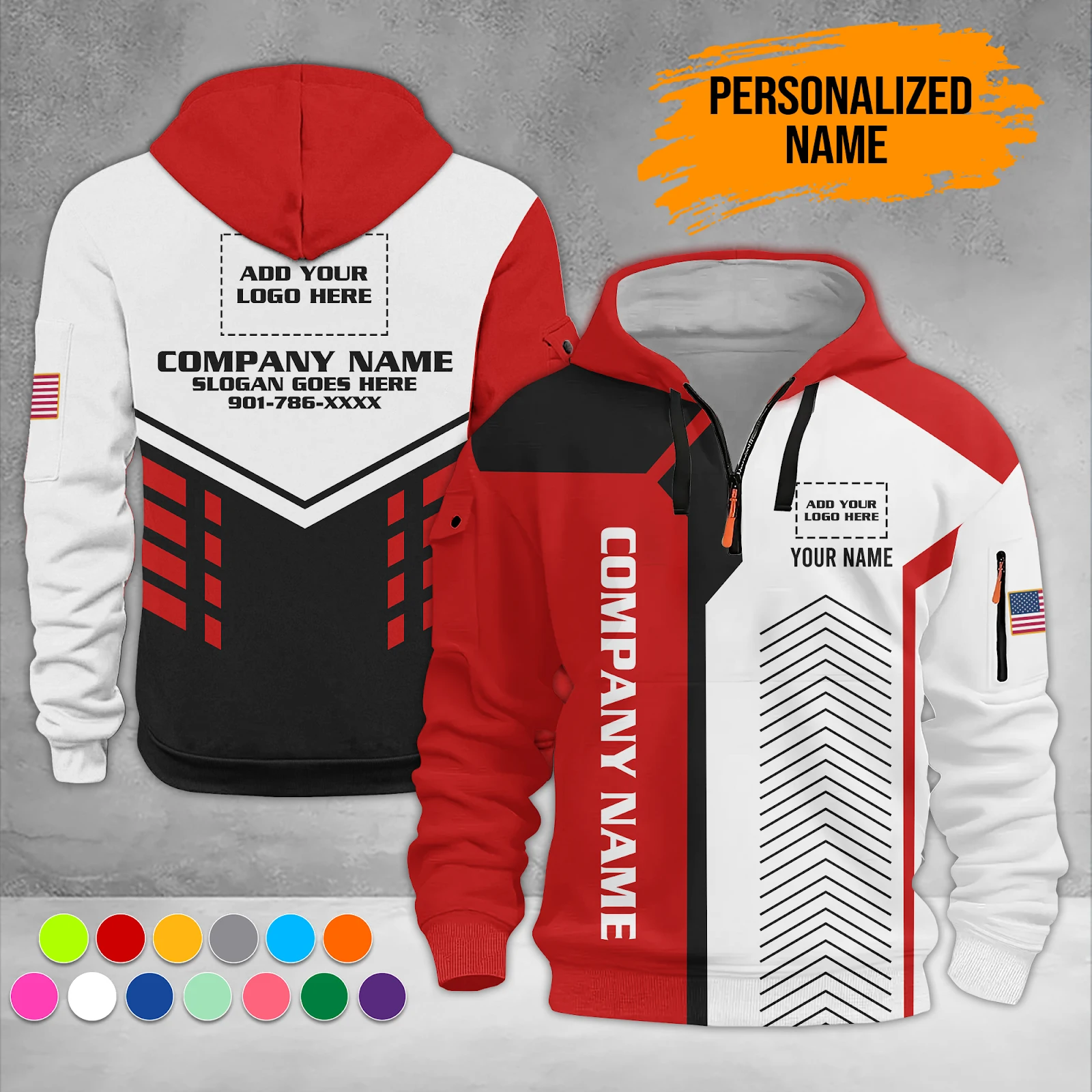 Personalized Work Shirt for Mechanics, Electricians & HVAC Quarter Zip Hoodie DA676