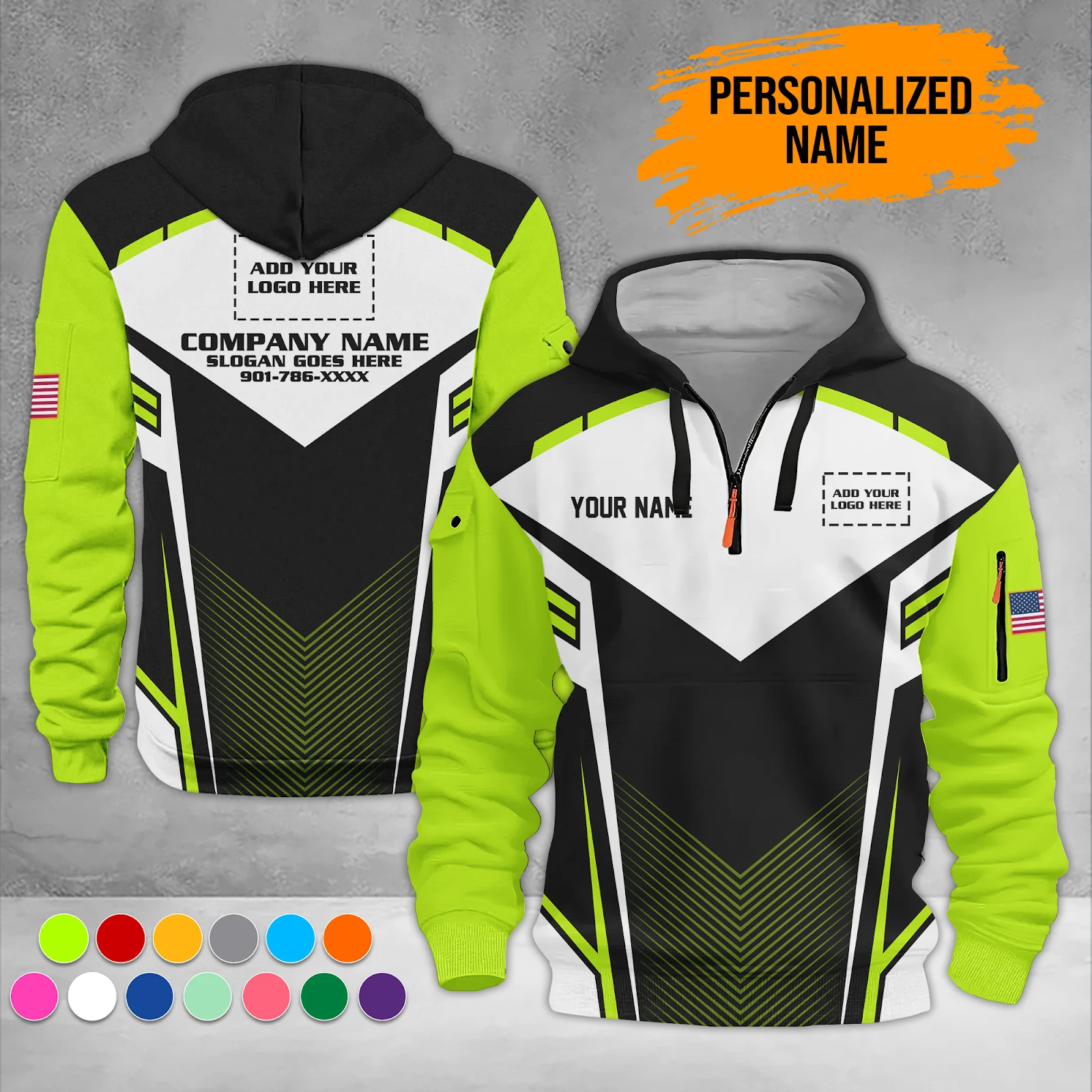 Personalized Work Shirt for Mechanics, Electricians & HVAC Quarter Zip Hoodie DA677