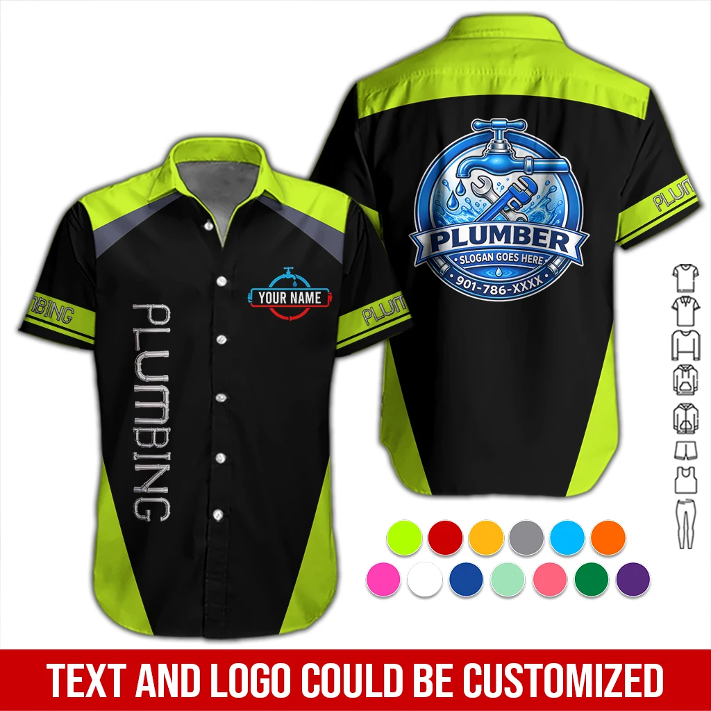 Custom Plumbing Work Shirt – Personalized Name, Logo & Hi-Vis Colors DA683