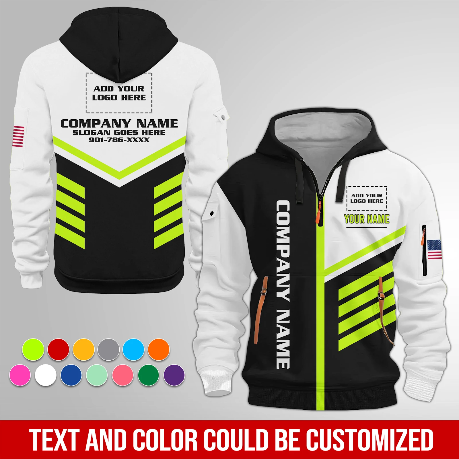 Personalized Work Shirt for Mechanics, Electricians & HVAC Quarter Zip Hoodie PL149