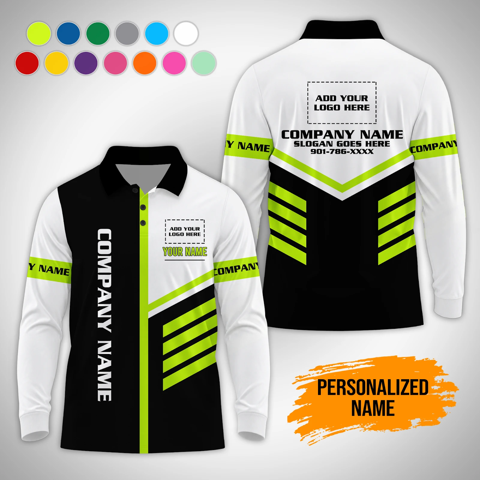 Personalized Name Fall Workwear Polo Sleeve Shirt PM219