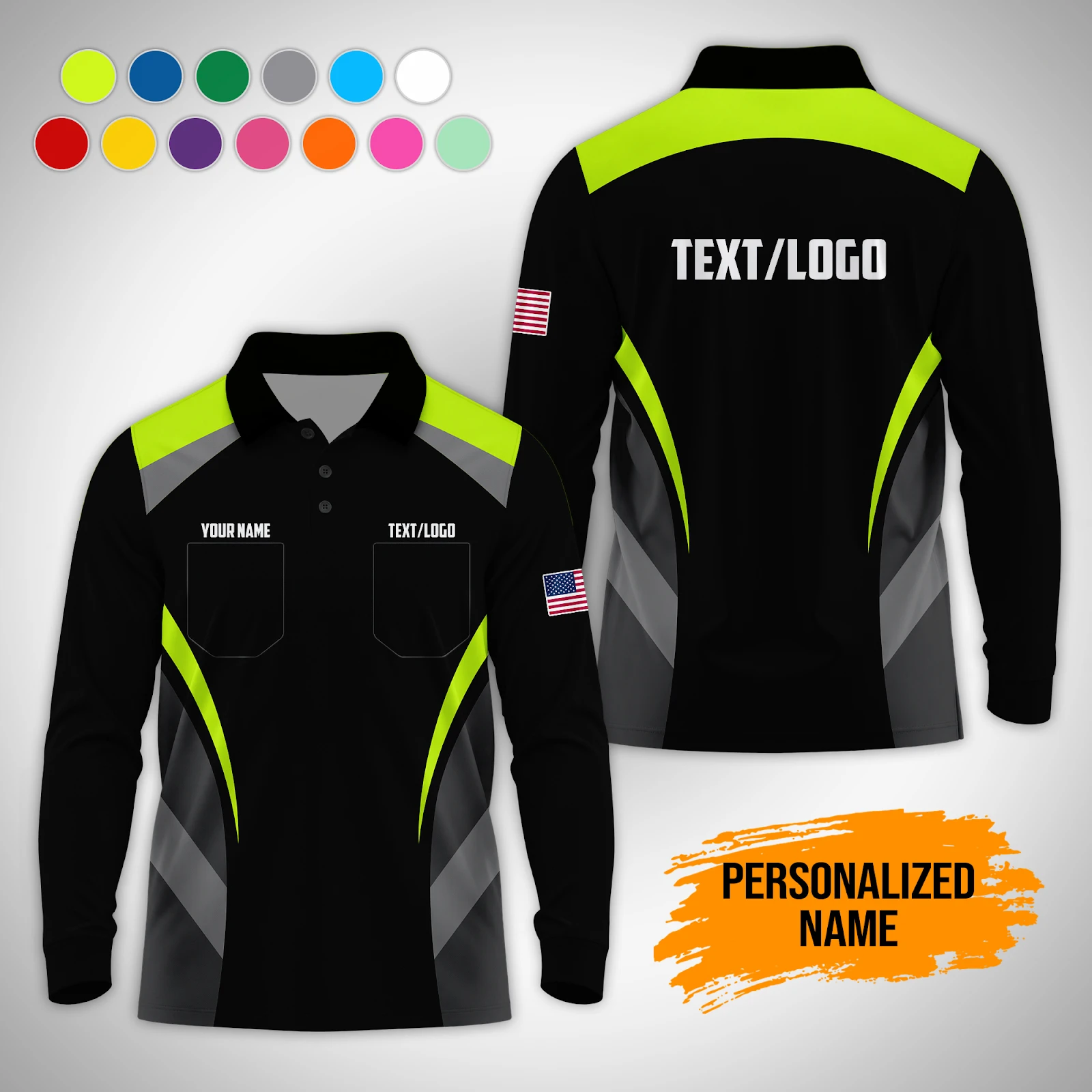 Pocket_Personalized Name Fall Workwear Polo Sleeve Shirt PM220