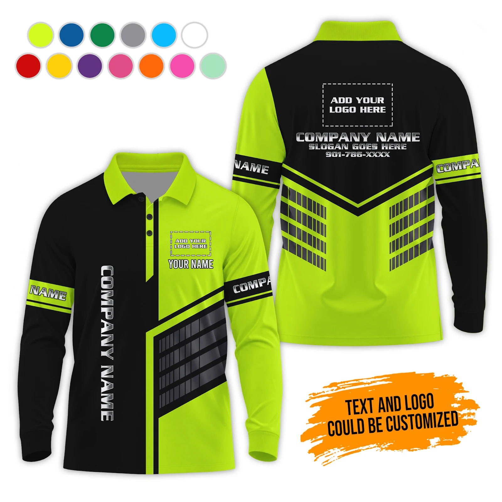Personalized Name Fall Workwear Polo Sleeve Shirt DA734