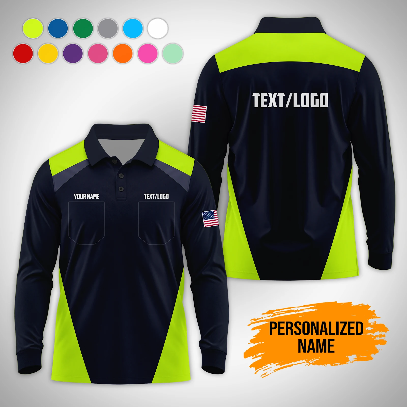 Pocket_Personalized Name Fall Workwear Polo Sleeve Shirt PM221