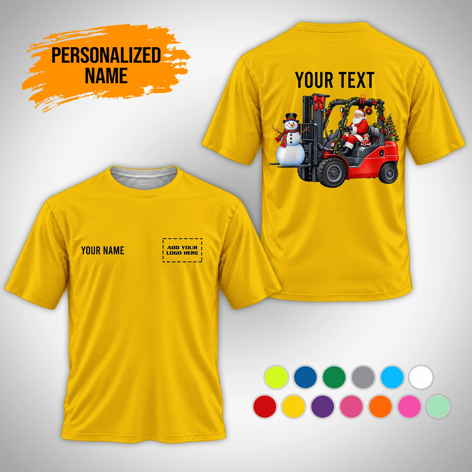 Personalized Name Custom Christmas Forklift Funny All Over Printed Clothes PM222