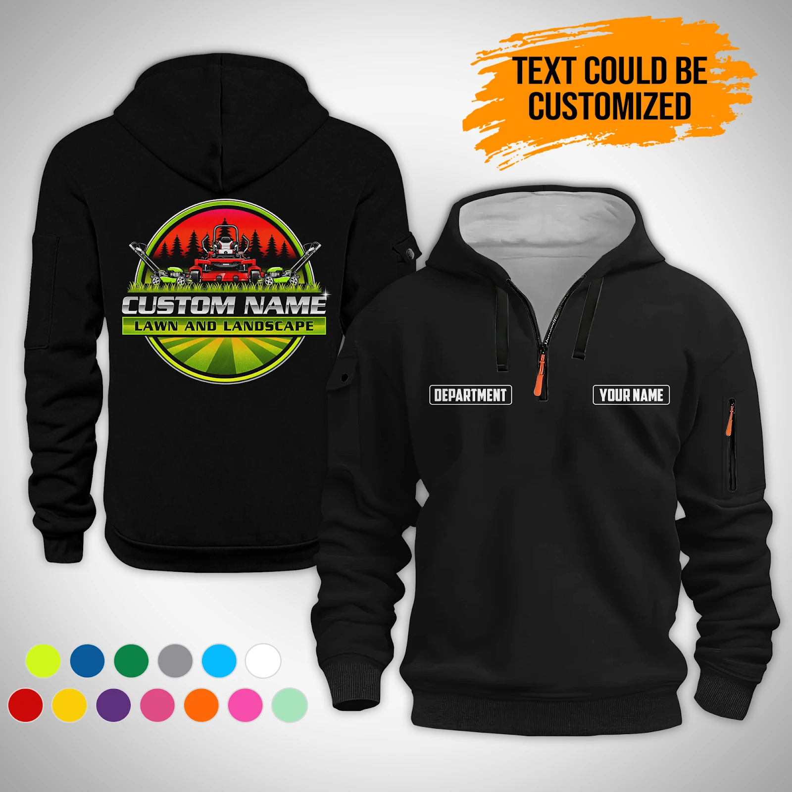 Personalized Name Custom Lawn Care Quarter Zip Hoodie GL848